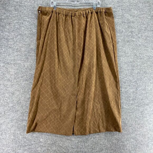 Country Wear Casuals Skirt Women 3X Plus Brown Geometric A-Line Midi Mid Rise - Picture 2 of 8